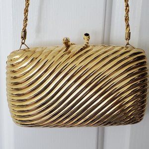 Vintage Walborg Gold Hard Shell Shoulder Purse